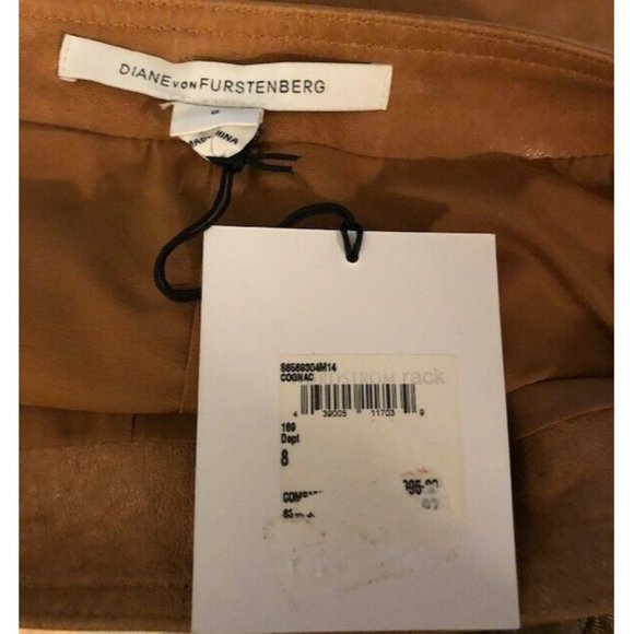NWT $895 DIANE VON FURSTENBERG RILEY ALINE FLARE CAMEL LEATHER SKIRT US SZ 8 - Picture 5 of 5